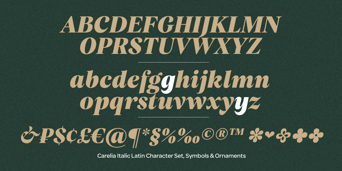 Beispiel einer Carelia Italic-Schriftart